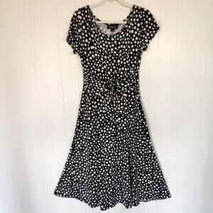 Black White Polka Dot Swing Dress Pinup Rockabilly Retro Glam L